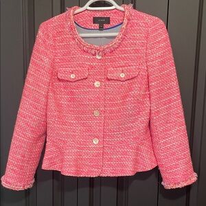 J. Crew Lady Peplum Tweed Pink Tweed Blazer